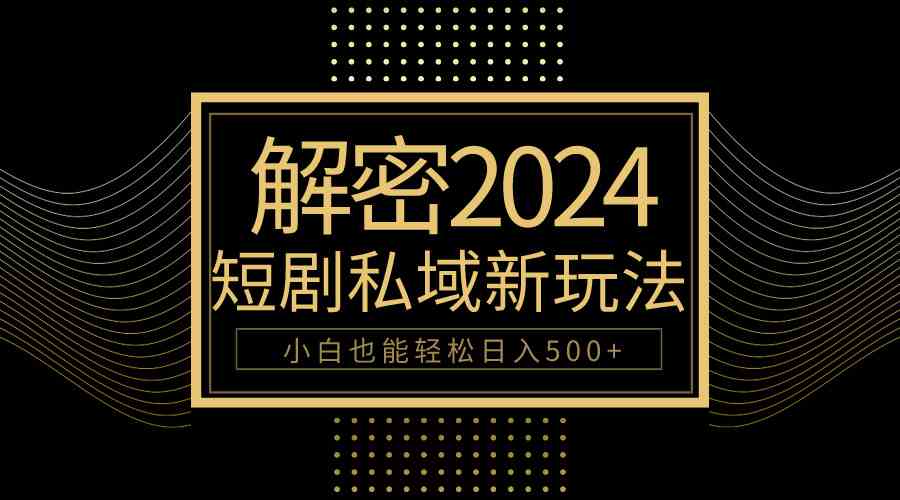（9951期）10分钟教会你2024玩转短剧私域变现，小白也能轻松日入500+-智创网