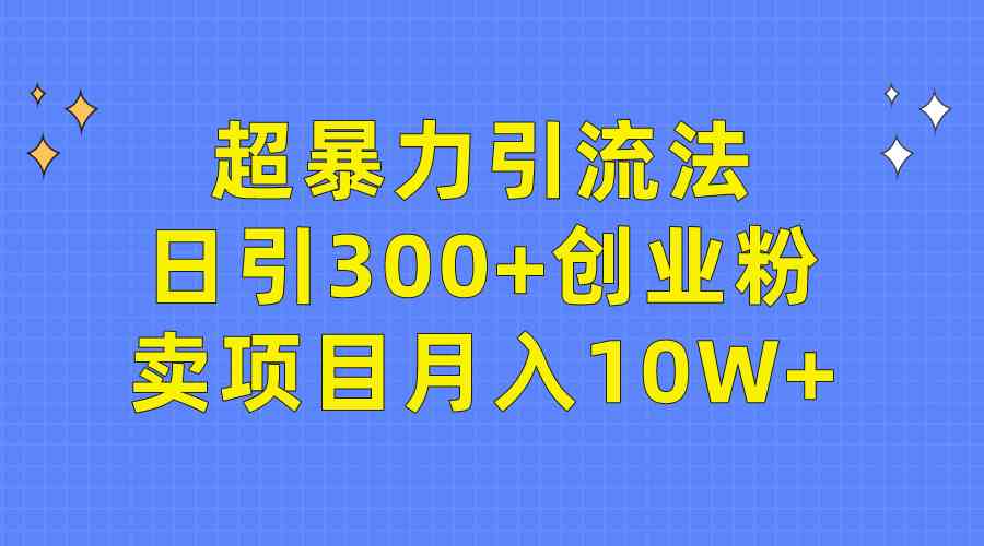 （9954期）超暴力引流法，日引300+创业粉，卖项目月入10W+-智创网
