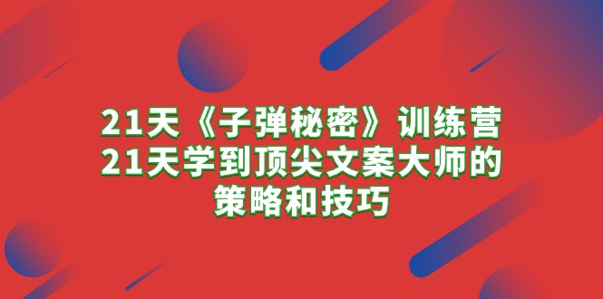 （10210期）21天《子弹秘密》训练营，21天学到顶尖文案大师的策略和技巧-智创网