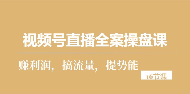 （10207期）视频号直播全案操盘课，赚利润，搞流量，提势能（16节课）-智创网