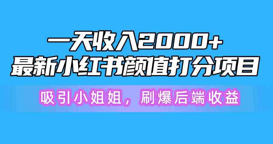 （10187期）一天收入2000+，最新小红书颜值打分项目，吸引小姐姐，刷爆后端收益-智创网