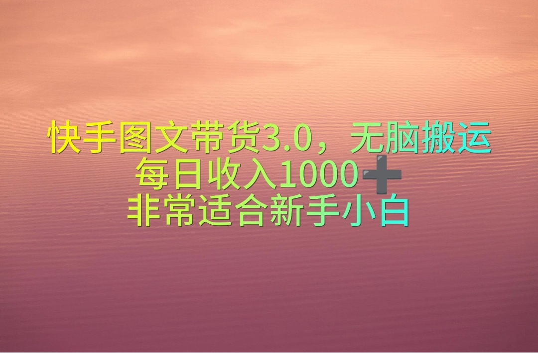 （10252期）快手图文带货3.0，无脑搬运，每日收入1000＋，非常适合新手小白-智创网