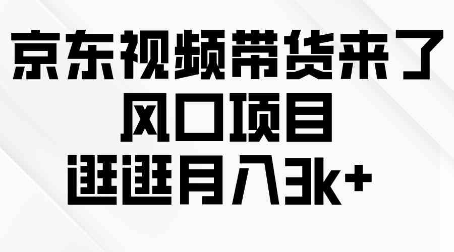 （10025期）京东短视频带货来了，风口项目，逛逛月入3k+-智创网