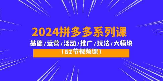 （10019期）2024拼多多系列课：基础/运营/活动/推广/玩法/大模块（62节视频课）-智创网