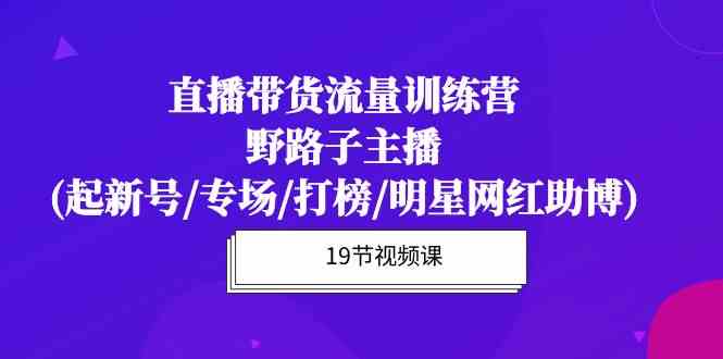 （10016期）直播带货流量特训营，野路子主播(起新号/专场/打榜/明星网红助博)19节课-智创网