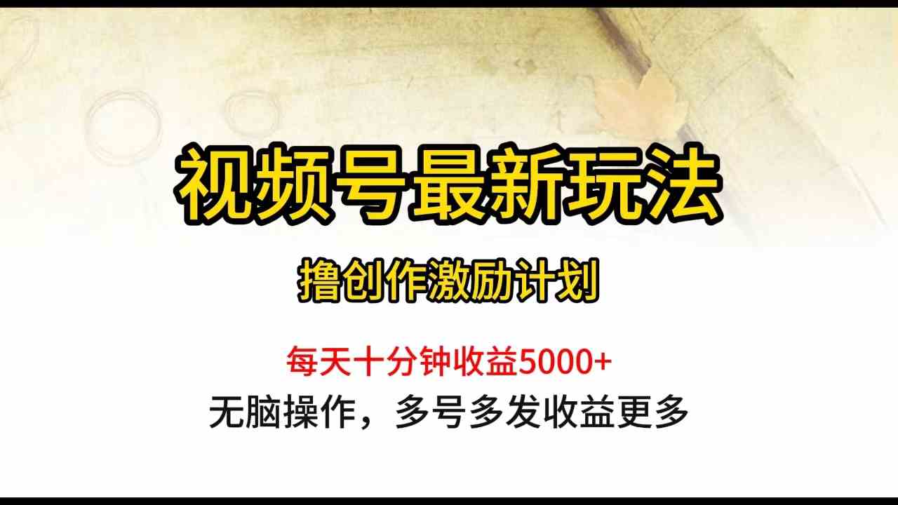 （10087期）视频号最新玩法，每日一小时月入5000+-智创网
