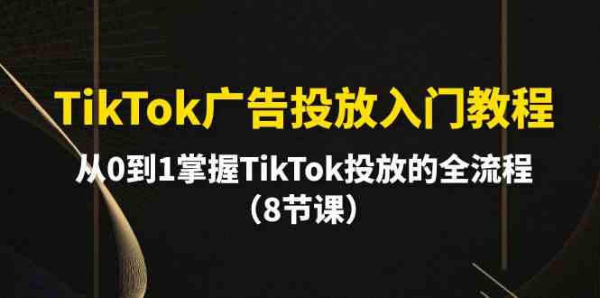 （10085期）TikTok广告投放入门教程，从0到1掌握TikTok投放的全流程（8节课）-智创网