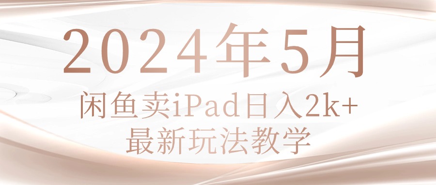 （10459期）2024年5月闲鱼卖ipad日入2k，最新玩法教学-智创网