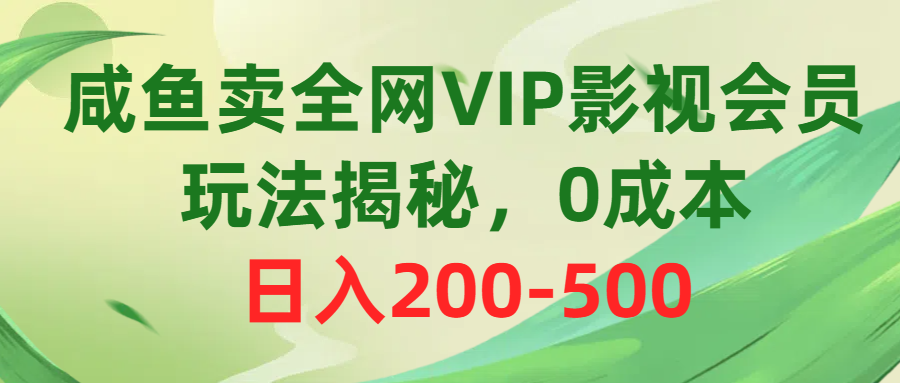 （10517期）咸鱼卖全网VIP影视会员，玩法揭秘，0成本日入200-500-智创网