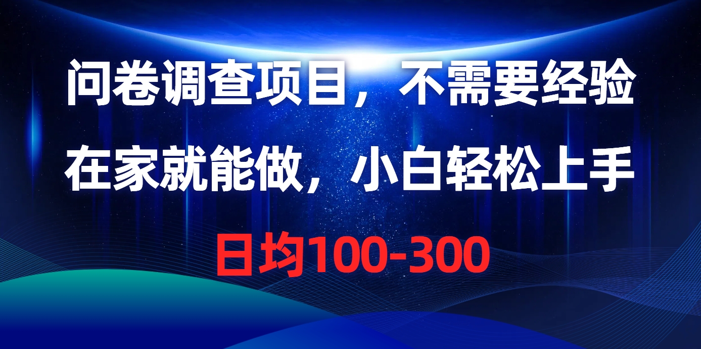 （10402期）问卷调查项目，不需要经验，在家就能做，小白轻松上手，日均100-300-智创网