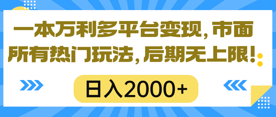 （10311期）一本万利多平台变现，市面所有热门玩法，日入2000+，后期无上限！-智创网