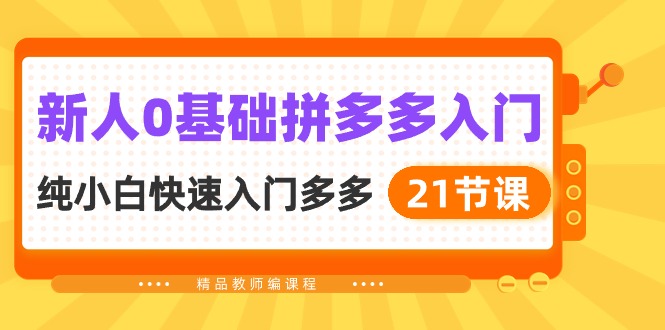 （10299期）新人0基础拼多多入门，​纯小白快速入门多多（21节课）-智创网