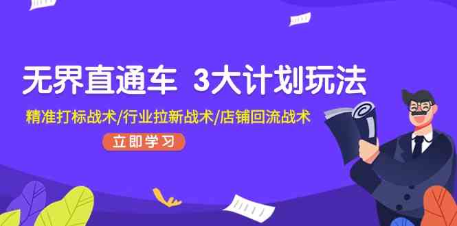 无界直通车3大计划玩法，精准打标战术/行业拉新战术/店铺回流战术-智创网