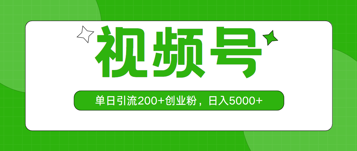 （10639期）视频号，单日引流200+创业粉，日入5000+-智创网
