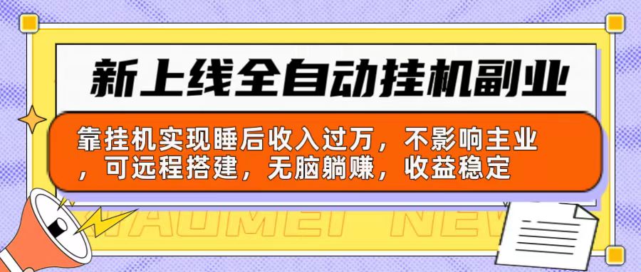 （10588期）新上线全自动挂机副业：靠挂机实现睡后收入过万，不影响主业可远程搭建…-智创网