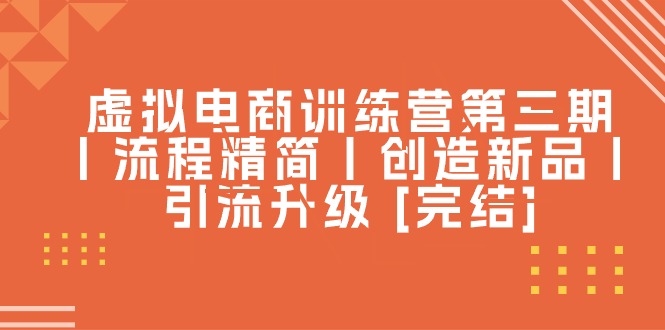 （10960期）虚拟电商训练营第三期丨流程精简丨创造新品丨引流升级 [完结]-智创网