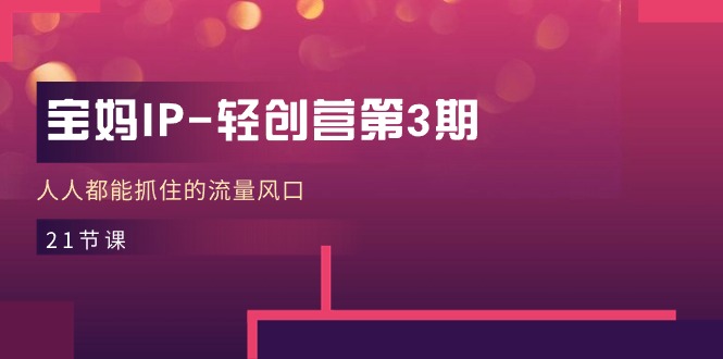 （11042期）宝妈IP-轻创营第3期，人人都能抓住的流量风口（21节课）-智创网