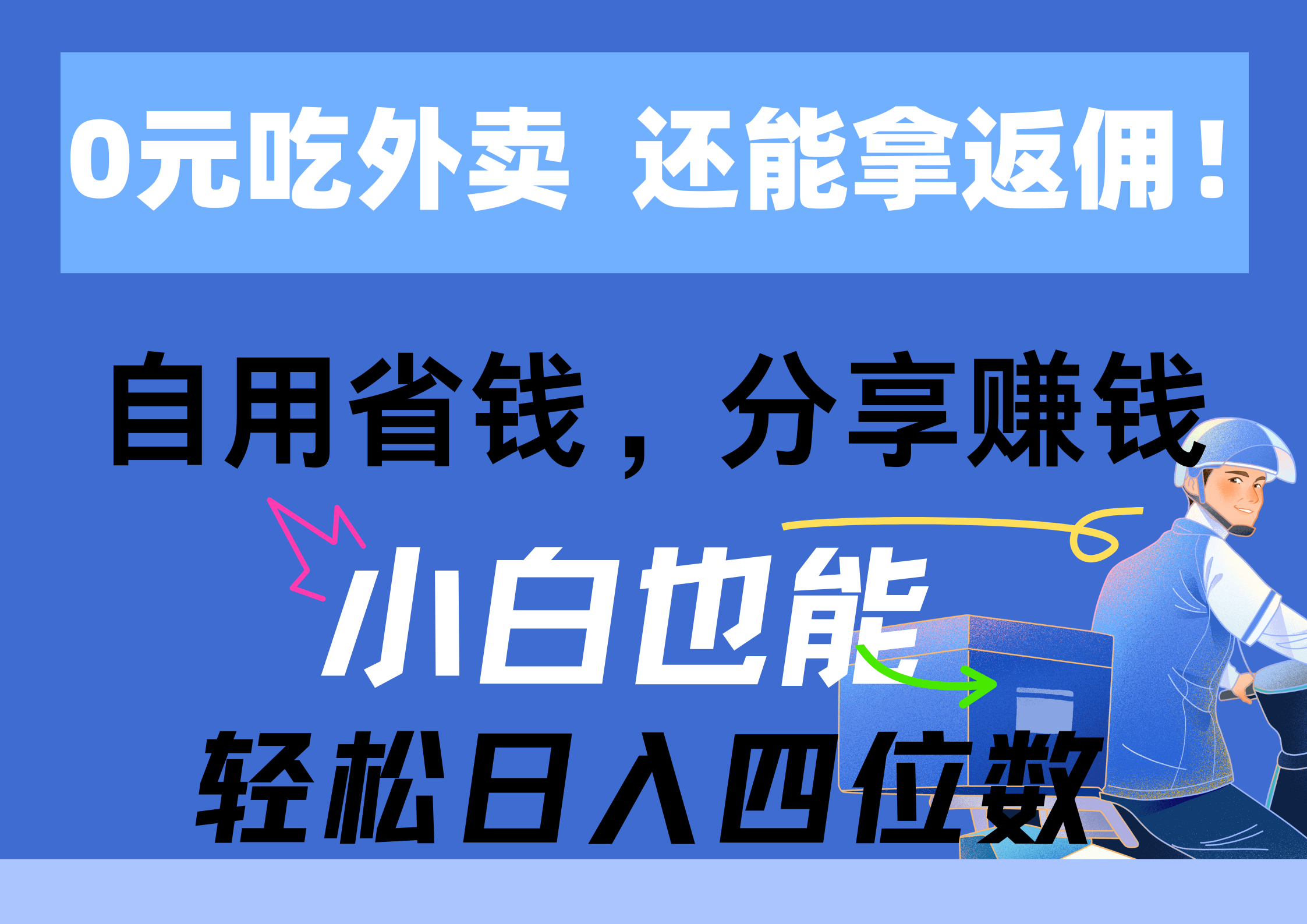 （11037期）0元吃外卖， 还拿高返佣！自用省钱，分享赚钱，小白也能轻松日入四位数-智创网