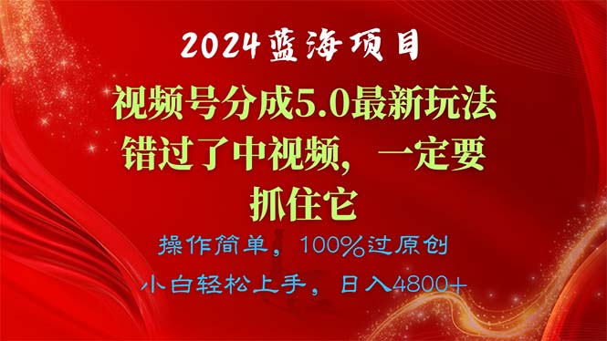 （11032期）2024蓝海项目，视频号分成计划5.0最新玩法，错过了中视频，一定要抓住…-智创网