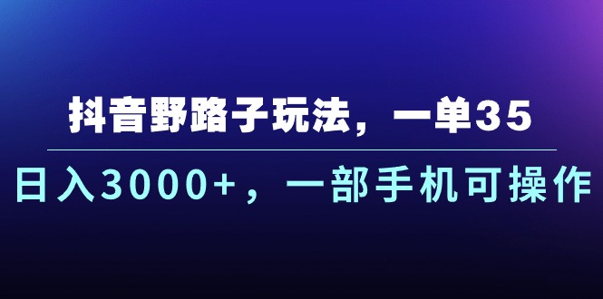（10909期）抖音野路子玩法，一单35.日入3000+，一部手机可操作-智创网