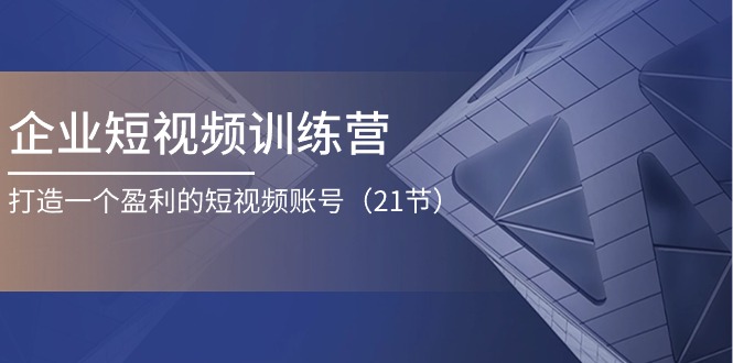 （11278期）企业短视频训练营：打造一个盈利的短视频账号（21节）-智创网