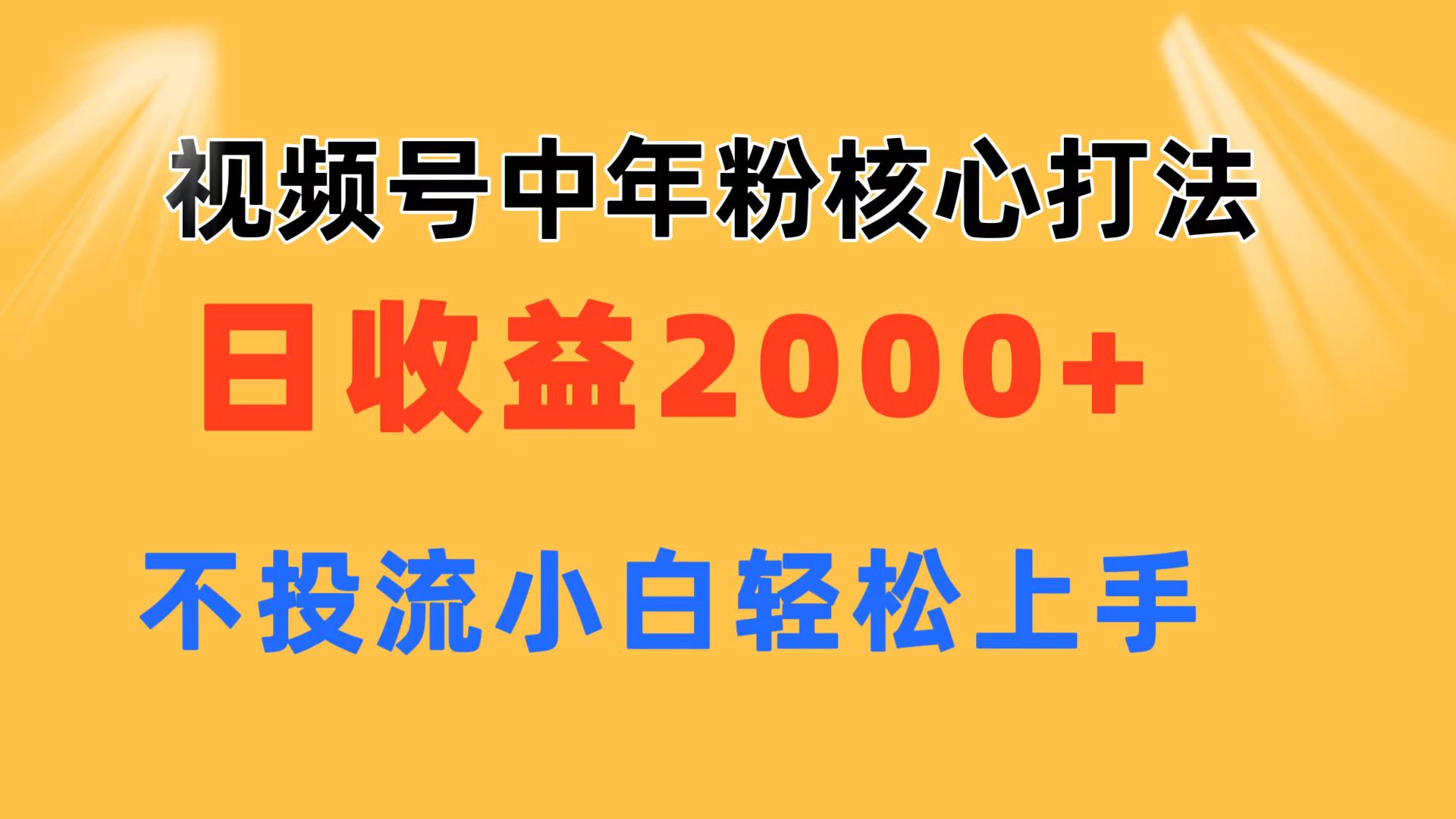 （11205期）视频号中年粉核心玩法 日收益2000+ 不投流小白轻松上手-智创网