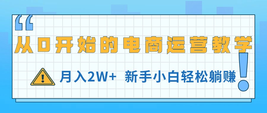 （11081期）从0开始的电商运营教学，月入2W+，新手小白轻松躺赚-智创网