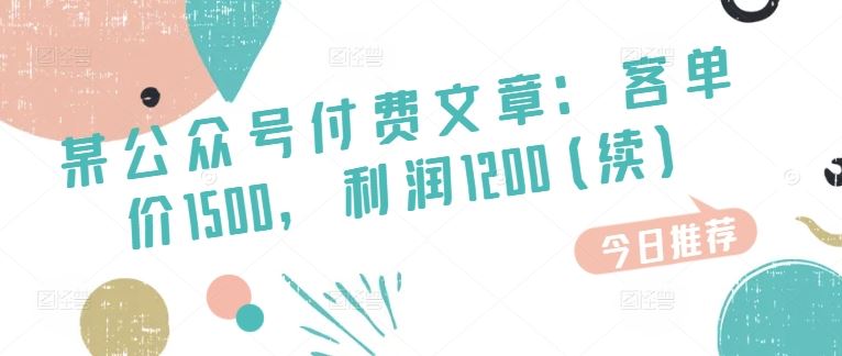 某公众号付费文章：客单价1500，利润1200(续)，市场几乎可以说是空白的-智创网