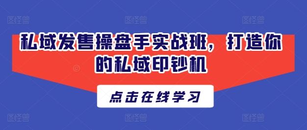 私域发售操盘手实战班，打造你的私域印钞机-智创网