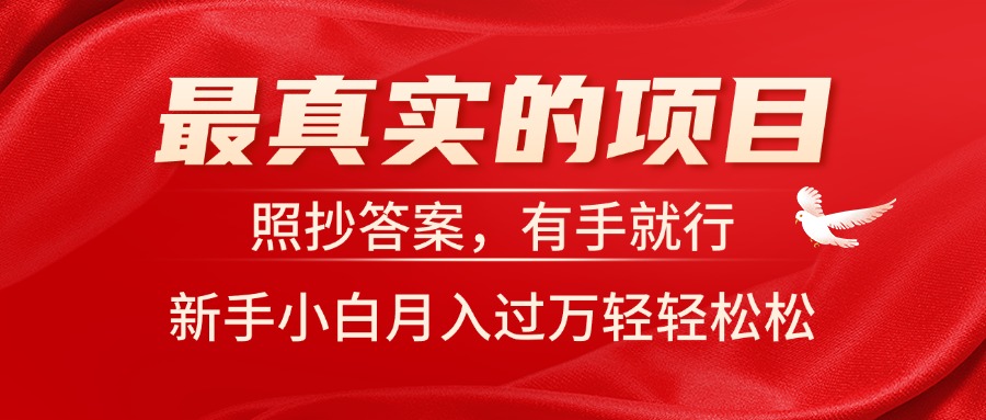（11362期）最真实的项目，照抄答案，有手就行，新手小白月入过万轻轻松松-智创网