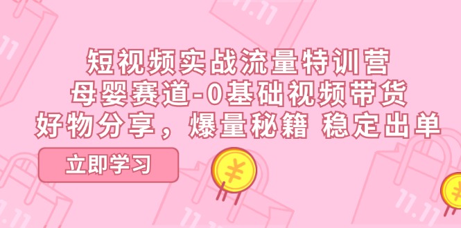 短视频实战流量特训营，母婴赛道-0基础带货，好物分享，爆量秘籍 稳定出单-智创网