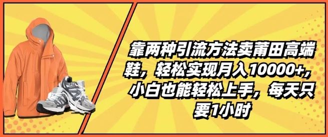 靠两种引流方法卖莆田高端鞋，轻松实现月入1W+，小白也能轻松上手，每天只要1小时【揭秘】-智创网