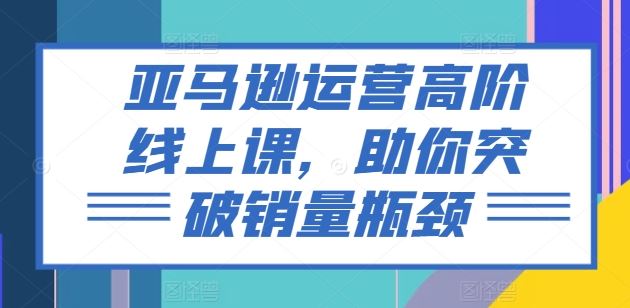 亚马逊运营高阶线上课，助你突破销量瓶颈-智创网