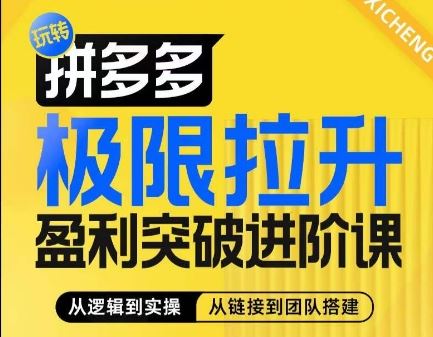 拼多多极限拉升盈利突破进阶课，​从算法到玩法，从玩法到团队搭建，体系化系统性帮助商家实现利润提升-智创网