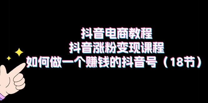 （11436期）抖音电商教程：抖音涨粉变现课程：如何做一个赚钱的抖音号（18节）-智创网