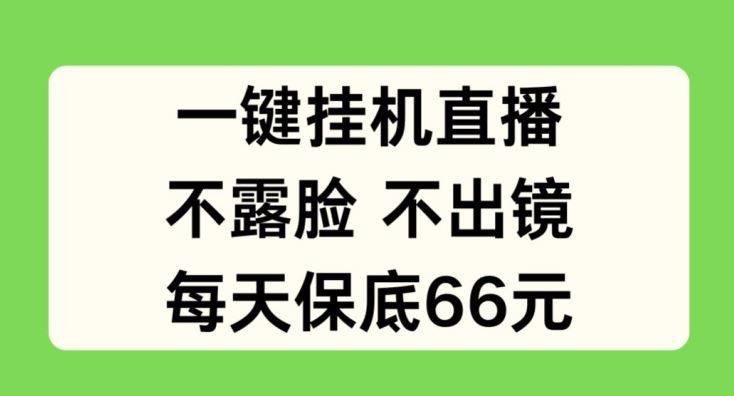 一键挂JI直播，不露脸不出境，每天保底66元【揭秘】-智创网