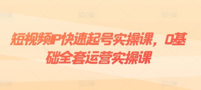 短视频IP快速起号实操课，0基础全套运营实操课，爆款内容设计+粉丝运营+内容变现-智创网