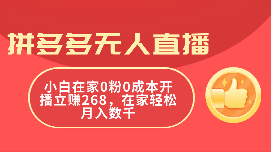 （11521期）拼多多无人直播，小白在家0粉0成本开播立赚268，在家轻松月入数千-智创网