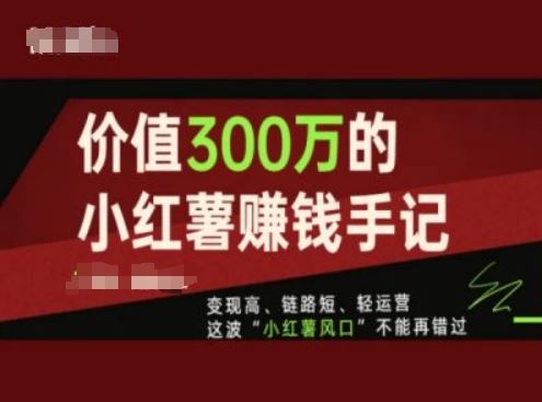 价值300万的小红书赚钱手记，变现高、链路短、轻运营，这波“小红薯风口”不能再错过-智创网