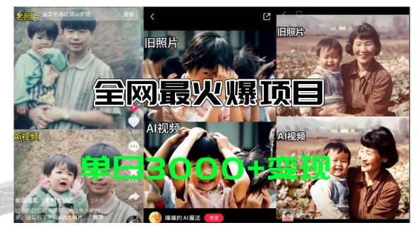 全网爆火的AI让老照片动起来教程，蹭热点日赚3k+，内含免费工具一键可生成【揭秘】-智创网