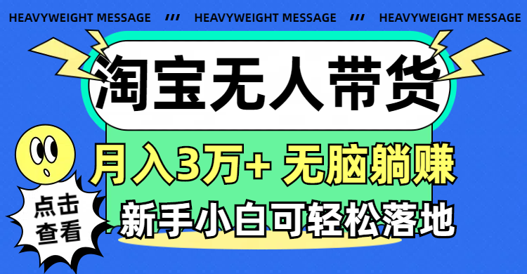 （11574期）淘宝无人带货3.0高收益玩法，月入3万+，无脑躺赚，新手小白可落地实操-智创网