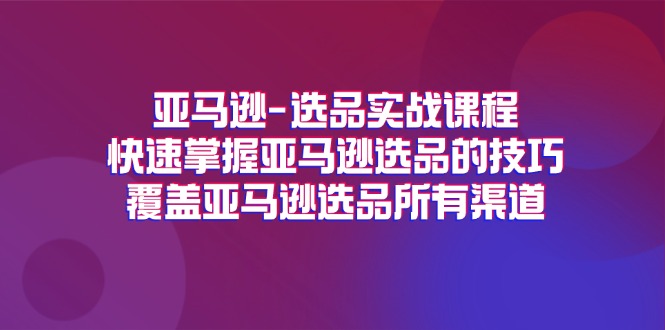 （11620期）亚马逊-选品实战课程，快速掌握亚马逊选品的技巧，覆盖亚马逊选品所有渠道-智创网