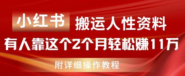 小红书搬运人性资料，有人靠这个2个月轻松赚11w，附教程【揭秘】-智创网
