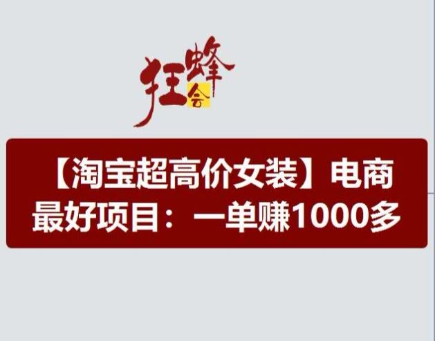 淘宝超高价女装项目，电商最好赛道，一单赚1000多-智创网