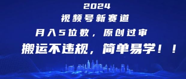 2024视频号新赛道，月入5位数+，原创过审，搬运不违规，简单易学【揭秘】-智创网