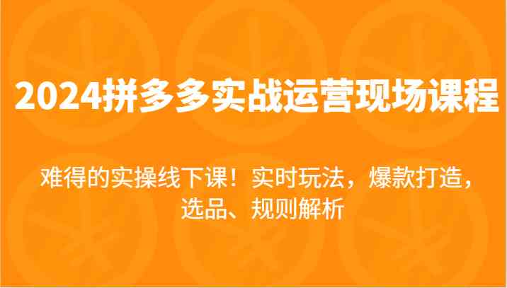 2024拼多多实战运营现场课，实时玩法，爆款打造，选品、规则解析，难得的实操线下课！-智创网