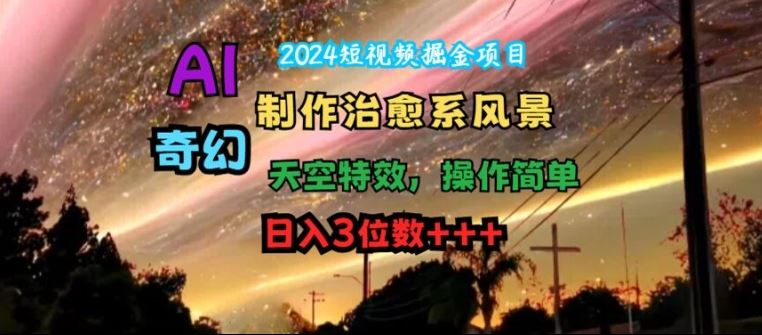 2024短视频掘金项目，AI制作治愈系风景，奇幻天空特效，操作简单，日入3位数【揭秘】-智创网