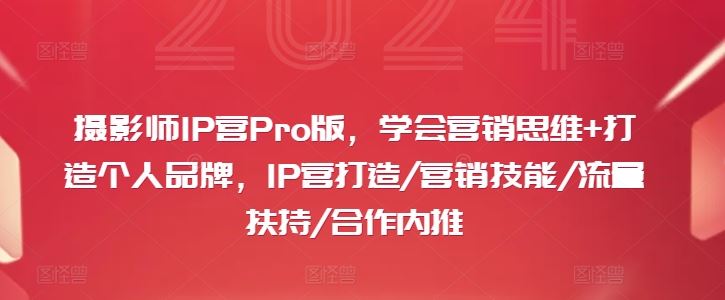 摄影师IP营Pro版，学会营销思维+打造个人品牌，IP营打造/营销技能/流量扶持/合作内推-智创网