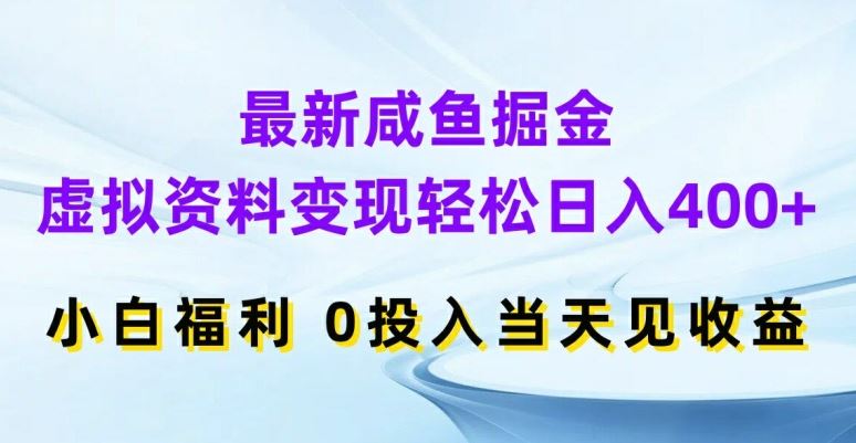 最新咸鱼掘金，虚拟资料变现，轻松日入400+，小白福利，0投入当天见收益【揭秘】-智创网