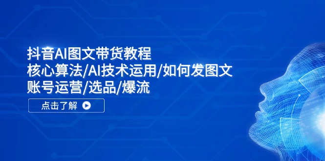 （11958期）抖音AI图文带货教程：核心算法/AI技术运用/如何发图文/账号运营/选品/爆流-智创网